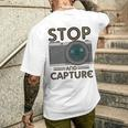 Stop And Capture Fotografen Lustige Fotografie T-Shirt mit Rückendruck Geschenke für Ihn