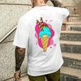 Summer Dessert Ice Cream Cone Waffle Ice Cream S T-Shirt mit Rückendruck Geschenke für Ihn