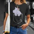 Hippopotamus in Tasche Schwarzes T-Shirt, Lustiges Tiermotiv Tee Geschenke für Sie