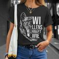 Willenskraft wie Wolf T-Shirt Herren, Schwarzes Wolf-Motiv Tee Geschenke für Sie