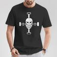 Fitness T-Shirt für Herren mit Totenkopf und Hanteln Motiv, Kraftsport Tee Lustige Geschenke