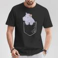 Hippopotamus in Tasche Schwarzes T-Shirt, Lustiges Tiermotiv Tee Lustige Geschenke