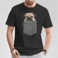 Lustiges Mops-Gesicht Herren T-Shirt mit Brusttaschen-Print, Witziges Hundemotiv Lustige Geschenke