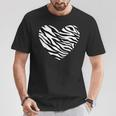 Zebra Fur Animal Skin Heart Print Waves Pattern T-Shirt Lustige Geschenke