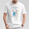Cartoon Charakter T-Shirt für Kinder, Calvin Design mit Sternen & Glitzer Lustige Geschenke