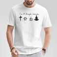 Ich Bin Eine Einfache Frau Jesus Hund Kaffee Yoga T-Shirt Lustige Geschenke