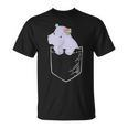 Hippopotamus in Tasche Schwarzes T-Shirt, Lustiges Tiermotiv Tee