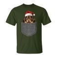 Dachshund Pocket Dog Christmas Black T-Shirt