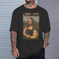 Mona Lifta Parodie T-Shirt, Muskulöse Mona Lisa Fitness Humor Geschenke für Ihn