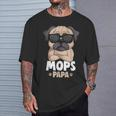 Mops Papa Lustiges T-Shirt, Pug mit Sonnenbrillen für Hundeliebhaber Geschenke für Ihn