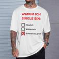 Warum Ich Single Bin German T-Shirt Geschenke für Ihn