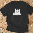 Cat Middle Finger Pocket Cat Gray T-Shirt Geschenke für alte Männer