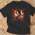 Coole Samurai-Damen Kriegerin Japanische Ninja Damen Kawaii T-Shirt Geschenke für alte Männer