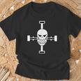 Fitness T-Shirt für Herren mit Totenkopf und Hanteln Motiv, Kraftsport Tee Geschenke für alte Männer