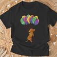 Fliegender Hund und Bunte Ballons Unisex T-Shirt für Damen und Herren Geschenke für alte Männer