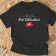 Switzerland Flag Hiking Holiday Switzerland Swiss Flag T-Shirt Geschenke für alte Männer