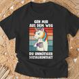 Unicorn Geh Mir Aus Dem Weg Du Unnötiger Sozialkontakt German S T-Shirt Geschenke für alte Männer