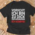 Vorsicht Zu Dick Zum Wegrennen T-Shirt, Lustiges Motiv Geschenke für alte Männer