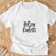 Frohes Weißes Herzkonfetti T-Shirt, Buntes Konfetti-Design Geschenke für alte Männer