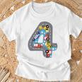 Kinder Kinder Geburtstag 4 Jahre Junge Autos Zahl Alter Straße T-Shirt Geschenke für alte Männer