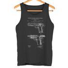 1911 Retrointage Handgun Chart Blue Break Pistol 45Acp Tank Top