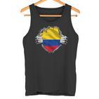 Colombia Flag Superhero Colombian Flag Tank Top