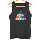 Happy Birthday Regenbogenfarbe Splash Neon Rot Orange Blau Top Tank Top