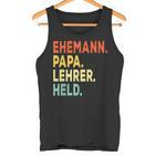 Herren Ehemann Papa Lehrer Held Retro-Jahrgangatertag Tank Top