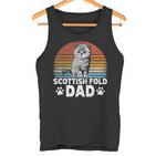 Katzenbesitzer Katzen Papa Retro Scottish Fold Dad Tank Top