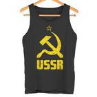 Udssr Used Look Hammer & Sickle Soviet Union Red Tank Top