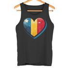 Vintage Rumänische Banner Fan Rumänien Flagge Herz Retro Kunst Tank Top