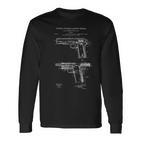 1911 Retrointage Handgun Chart Blue Break Pistol 45Acp Langarmshirts