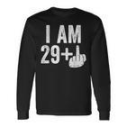 I Am 29 Plus Middle Finger 30Th Birthday Langarmshirts