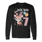 7 Jahre Alt Ich Bin 7 Hirsch Deer 7Th Birthday Black Langarmshirts