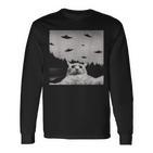 Alien Ufo Cat Langarmshirts