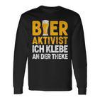 Bier-Aktivist Schwarzes Langarmshirts, Ich Klebe An Der Theke Lustiges Biertrinker-Design