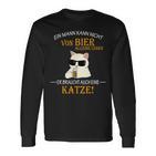 Bier Und Coole Katzen Lustiger Spruch Katzenbesitzer Papa Langarmshirts