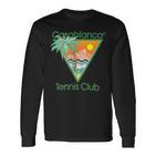 Casablanca Tennis Club Langarmshirts - Tropisches Palmen & Sonnenuntergang Design