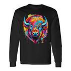 Cooles Bison-Kopf- Mit Hellen Farben Langarmshirts