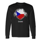 Czech Flag Cesko Heart Pride Roots Langarmshirts