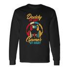 Daddy By Day Gamer Bei Nacht Lustige Papa Witze Gamingintage Langarmshirts