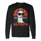 Damen Alpapaatertag Bester Papa Alpaka Alpapa Mit Sonnenbrille Mit-Ausschnitt Langarmshirts