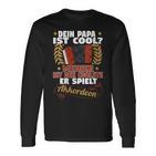 Damen Dein Papa Ist Cool Meiner Spielt Akkordeon Akkordeonspieler Mit-Ausschnitt Langarmshirts