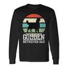 Damen Golden Retriever Papa I Retro Retriever Mit-Ausschnitt Langarmshirts