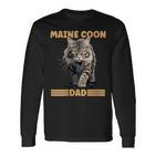 Damen Maine Coon Papa Katzenliebhaber Maine Coon Dad Mit-Ausschnitt Langarmshirts