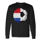 Damen Niederlande Flagge Niederländischer Papa Fußballtorwart Mit-Ausschnitt Langarmshirts