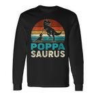 Damen Passender Familien-Poppasaurus T-Rex Dinosaurier Für Papa Opa Mit-Ausschnitt Langarmshirts