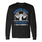 Damen Pumper Papa Bodybuilder Kraftsport Gym Lustiges Bodybuilding Mit-Ausschnitt Langarmshirts