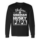 Damen Stolzer Siberian Husky Papa Mit-Ausschnitt Langarmshirts