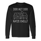 Der Mit Der Katze Chillt Katzenpapa The Mit Cat Langarmshirts